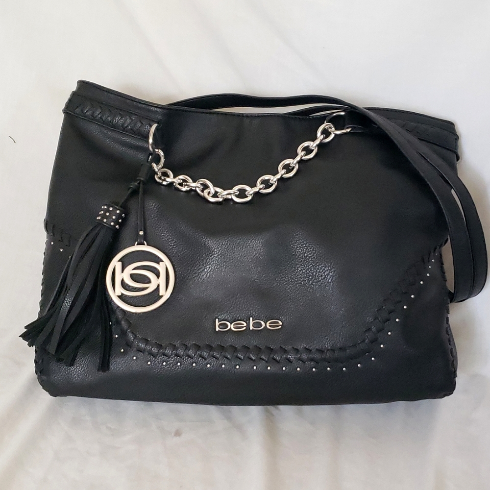 Large Black Pleather BEBE Bag